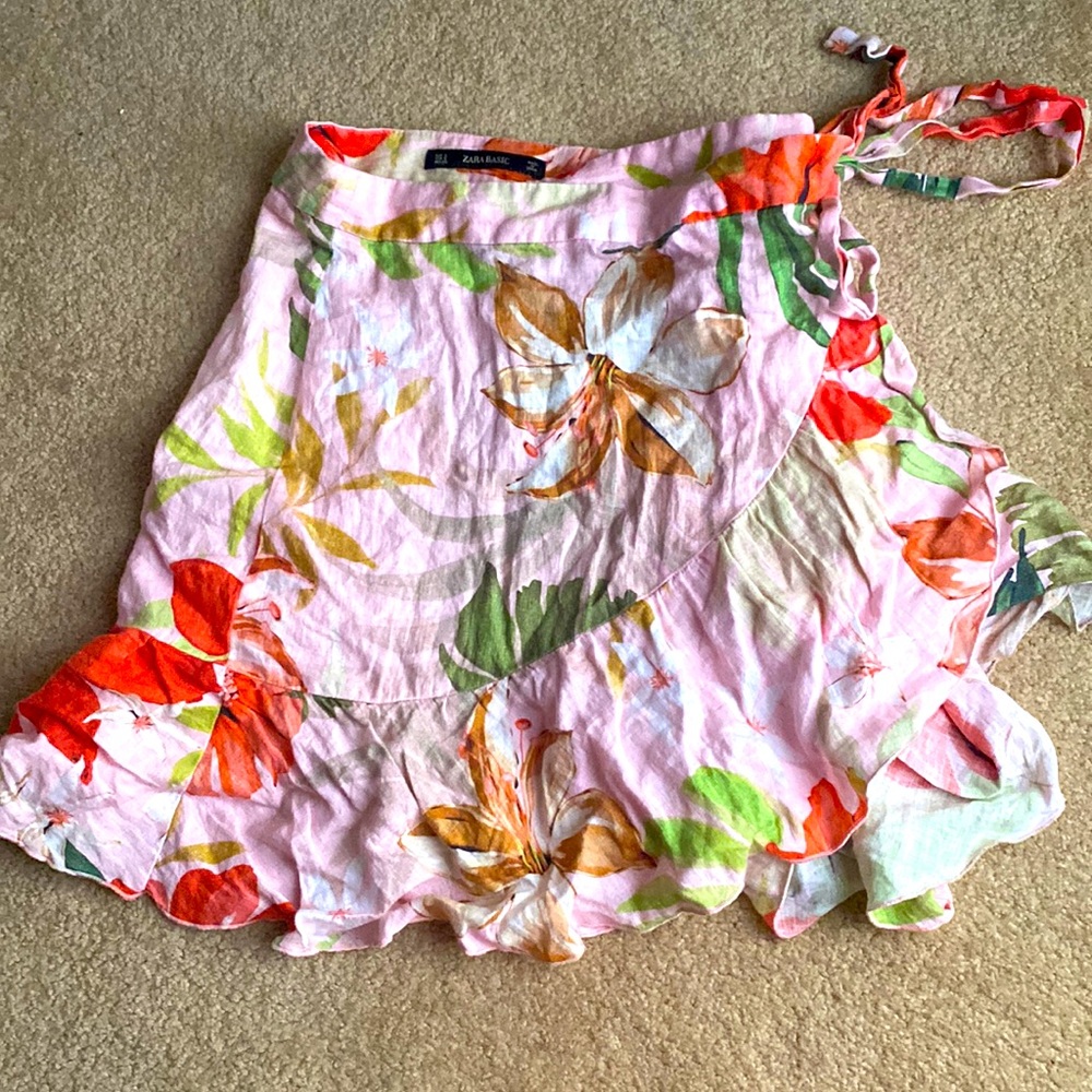 Pink Floral Wrap Skirt